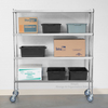 Mesa de trabajo móvil con estante sólido de acero inoxidable con estante plano de 4 niveles para almacenamiento médico / hospitalario