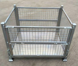 Contenedor de alambre rígido plegable con puerta abatible doble Apilable 3 de alto