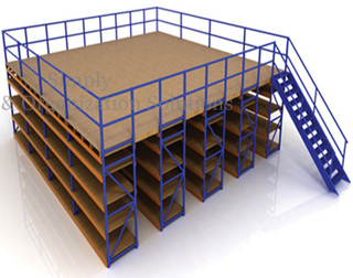 Plataforma de piso de entresuelo de almacén industrial con recubrimiento en polvo