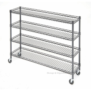 Carro con ruedas de metal de 4 niveles con cestas de alambre para almacenamiento minorista 5 "X 18 " X 21 "